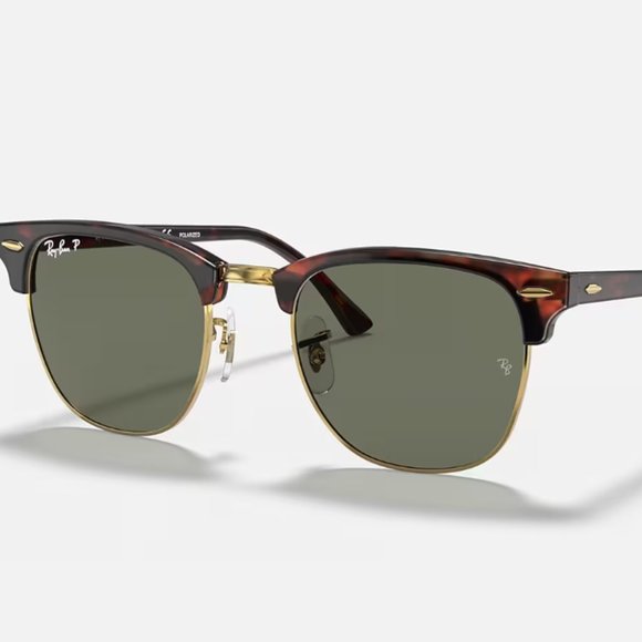 Ray-Ban Clubmaster RB3016 W0366 51-21 Classic Red Havana Frame Green Lenses - Picture 1 of 4